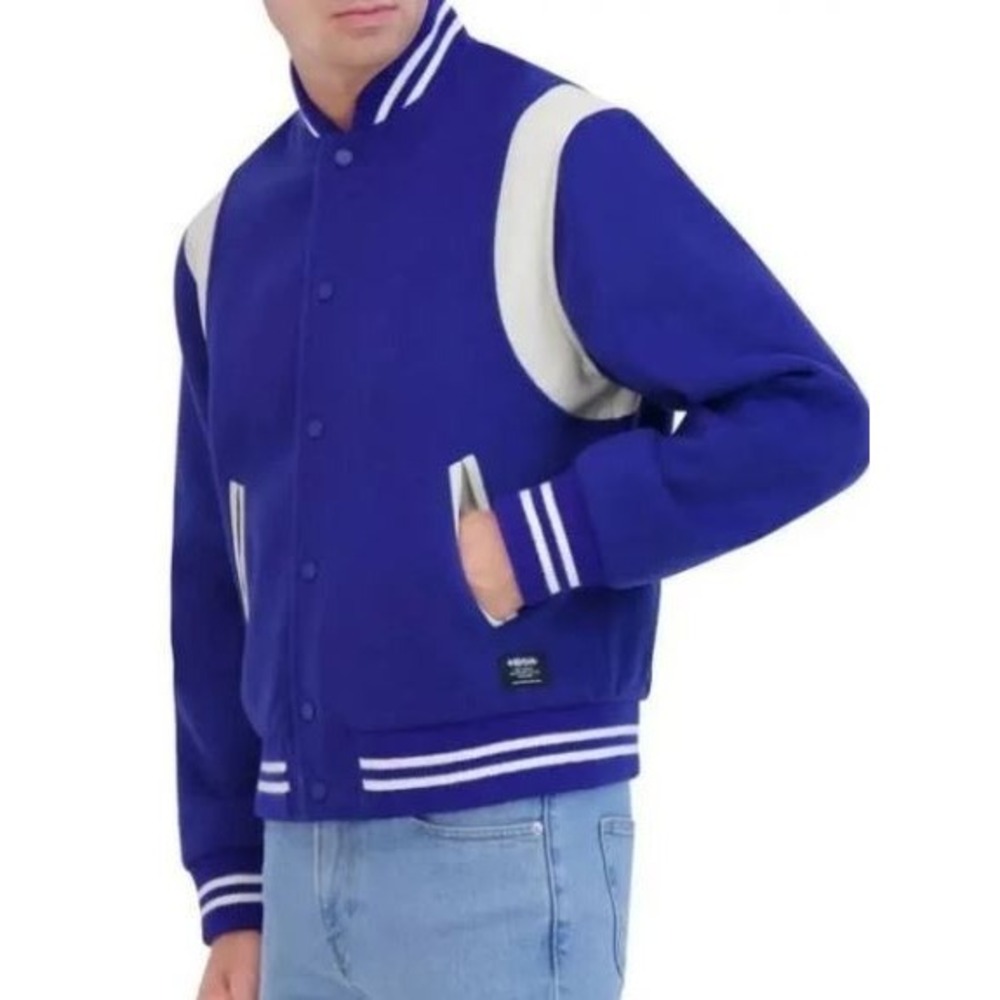 Hudson varsity jacket mens M Medium royal blue pockets wool HM-110F4 $248